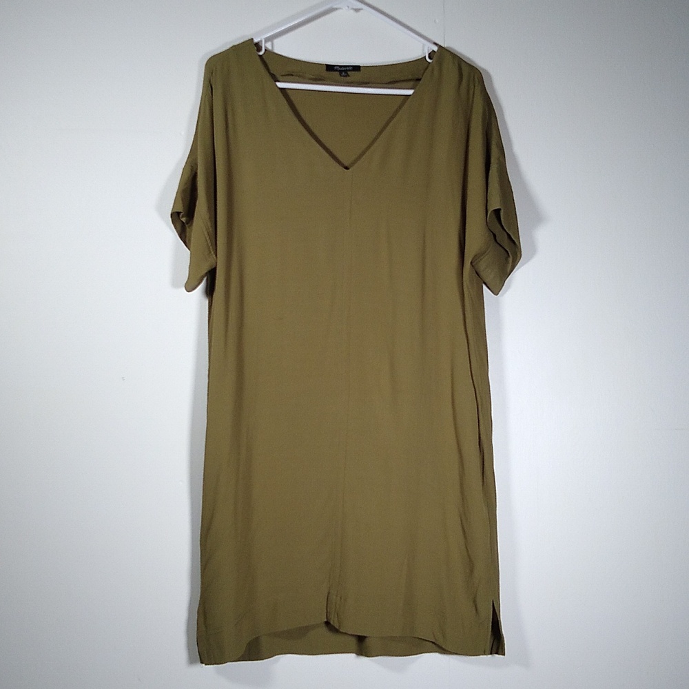 Madewell Novel Shift Dress Olive Green M - Picture 3 of 11